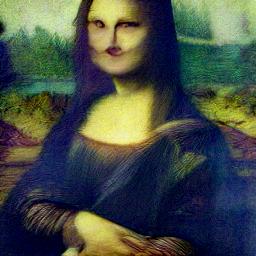 generated: a painting of the mona lisa on a white wall #7